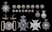Middlesex Rifle Volunteer Insignia. Comprising an 1861 pattern shako plate in blackened brass and w/metal to the...