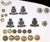 Wiltshire Military Insignia. Including an officer’s 1855 pattern three part plated shako plate to the Royal...