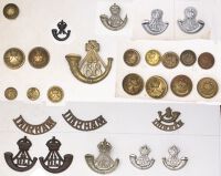 Durham Light Infantry Insignia. 68th DLI a good quality o/r brass glengarry badge (KK 530 one lug missing), an...