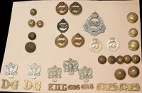 Cavalry Insignia. A large selection including an officer’s full dress pair of collar badges to the 4th Royal Irish...