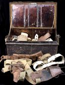 H.E. Munro, 32nd Light Infantry Uniform Trunk. A black japanned uniform trunk with brass plaque now containing a...