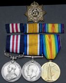 A Great War M.M. group of three awarded to Private B. B. Hicks, Royal Army Service Corps

Military Medal, G.V.R....