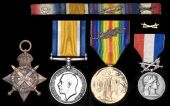 Four: Serjeant L. Hulme, Army Service Corps
1914 Star (MS-4624 Pte., A.S.C.); British War and Victory Medals,...