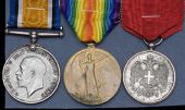 Three: Private J. Faulkner, Army Service Corps

British War and Victory Medals (M2-183482 Pte., A.S.C.); Serbia,...