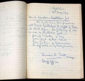 Army Book 152, Correspondence Book (Field Service), belonging to Major Thomas A. Salt, inside cover  facing page...