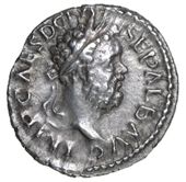 Roman Imperial coins, Clodius Albinus (195-197), Denarius, Lugdunum, laureate head right, rev. FIDES LEGION COS II,...