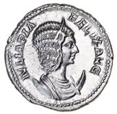 Roman Imperial coins, Julia Domna (Augusta 193-217), Antoninianus, 216, diademed and draped bust on crescent right,...