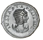Roman Imperial coins, Julia Domna (Augusta 193-217), Antoninianus, 217, diademed and draped bust on crescent right,...