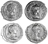 Roman Imperial coins, Caracalla (198-217), Denarius, 200, laureate, draped bust right, rev. naked Caracalla standing...