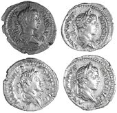 Roman Imperial coins, Caracalla (198-217), Denarius, 204, laureate, draped bust right, rev. Victory advancing left...
