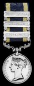 Punjab 1848-49, 3 clasps, Chilianwala, Mooltan, Goojerat, unnamed, edge bearing a catalogue number in ink,...