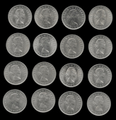 Elizabeth II (1952-    ), 1953, 1953 Proof, 1954-1967 inclusive, 1970 Proof (ESC 798G-Y; S 4137, 4145) [18]. Mostly...