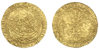Henry V (1413-1422), Noble, class C, mm. pierced cross on rev. only, mullet by wrist, broken annulet on ship’s...