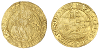 Henry VIII (1509-1547), First coinage, Angel, mm. crowned portcullis with chains, saltire stops, 5.13g/3h (SCBI...