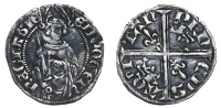 Anglo-Gallic, Edward the Black Prince (1362-1372), Hardi d’argent, Poitiers, rev. mint-letter between q and i, lis...