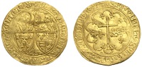 Anglo-Gallic, Henry VI (1422-1453), Salut d’or, Rouen, mm. leopard, ave inscribed downwards, pellet-in-annulet on...