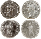 Roman Imperial Coinage, Domitian (81-96), Denarii (2), both Rome, revs. COS XIIII LVD SAEC FEC, herald advancing...
