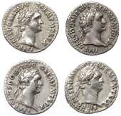Roman Imperial Coinage, Domitian (81-96), Denarii (4), all Rome, revs. Minerva standing right on capital of rostral...