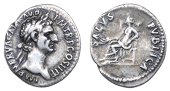 Roman Imperial Coinage, Nerva (96-98), Denarius, Rome, 96, laureate bust right, rev. SALVS PVBLICA, Salus seated...