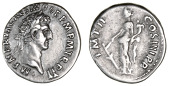 Roman Imperial Coinage, Nerva (96-98), Denarius, Rome, 98, laureate bust right, rev. IMP II COS IIII P P, Fortuna...