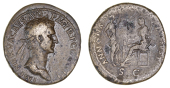 Roman Imperial Coinage, Nerva (96-98), Sestertius, Rome, 96, laureate bust right, rev. ANNONA AVGVST, S C, Annona...