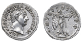 Roman Imperial Coinage, Trajan (98-117), Denarius, Rome, 101-2, laureate bust right, rev. Victory standing right on...