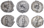 Roman Imperial Coinage, Antoninus Pius (138-161), Denarii (3), all Rome, revs. Pietas standing right before altar,...