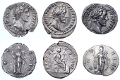 Roman Imperial Coinage, Antoninus Pius (138-161), Denarii (3), all Rome, revs. Fortuna standing right (RIC 222; RSC...
