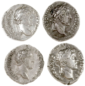 Roman Imperial Coinage, Antoninus Pius (138-161), Denarii (4), all Rome, revs. clasped hands over caduceus and...