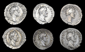 Roman Imperial Coinage, Antoninus Pius (138-161), Denarii (6), all Rome, revs. Antoninus standing left, sacrificing...