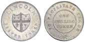 Lincolnshire, Lincoln, issuer uncertain, Shilling, arms, rev. value, to facilitate trade, 3.64g/12h (D 14; Wager...
