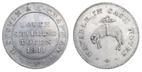 Lincolnshire, Louth, Cornelius Stovin and Henry Chapman, Shilling, 1811, value, rev. fleece, 3.58g/12h (D 15). About...