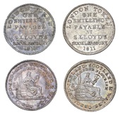 London, Bucklersbury, Samuel Lloyd, Shillings, 1811 (2), female seated right on globe, maritime accoutrements...