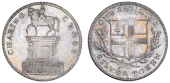 London, ‘Charing Cross’, issuer uncertain, Shilling, equestrian statue of Charles I, no lamps on railings, rev....