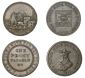 Staffordshire, Bilston, James Atherton, Penny, 1813, 19.58g/10h (W 33); Edward Beebee, Penny, 1811, 17.48g/12h (W...