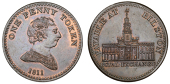 Staffordshire, Bilston, George Rushbury and Edward Woolley, Penny, 1811, similar, edge plain, 20.23g/12h (W 135)....