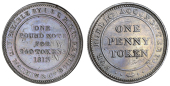 Staffordshire, Burslem, John and Richard Riley and Machin & Co, Penny, 1813, legend, rev. value, 27.69g/6h (W 638)....