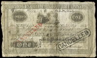 One Pound, 15 September 1825, no. 35014, Limerick, stamped cancelled twice, many endorsements on back (PR1; Pick...