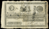 One Pound, 15 August 1850, B 69863, Limerick, stamped cancelled on right side (PR 35; Pick –). Split and rejoined...