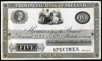 Five Pounds, Proof on card, Cavan, stamped specimen at lower right (PR 41; Pick –). Spots of foxing and paper...