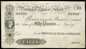 Fifty Pounds, proof on paper, Newry, pencilled ‘From this & Clonmel’ at lower right (PR 44, this note...