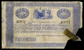 Ten Pounds, 10 September 1914, no. 83871, signature uncertain (PR 69; Pick A118b). A few splits in body, missing...