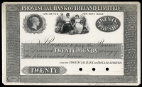 Twenty Pounds, Proof on card, pencilled ‘waiting for date…14th October 1882’ in lower margin, three small...