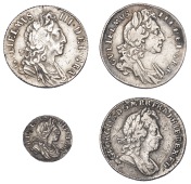 William III, Sixpences (2), 1696, first bust, large crowns, early harp, 1697, first bust, small crowns, normal harp;...