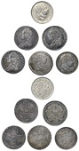 George II, Sixpences (3), 1743 roses, 1757, 1758 (S 3709, 3711); George III, Sixpences (3), 1787 hearts, 1816, 1819...