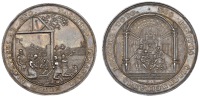 Austria, Breslau, c. 1675, a silver Baptismal medal by J. Buchheim, wise men worship the infant Christ at the...