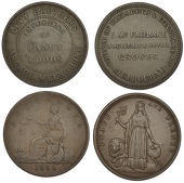 Australia, Victoria, Melbourne, Levy Bros, Penny, 1855 (A 320; R 321; KM. Tn147); J. McFarlane, Penny (A 360; R 354;...