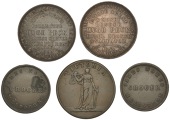 Australia, Victoria, Melbourne, James Nokes, Halfpence (2, different) (A 406, 407; R 401-2; KM. Tn185-6); Hugh Peck,...