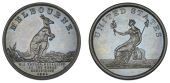 Australia, Miscellaneous, Birmingham, W.J. Taylor, Halfpenny-sized mule, kangaroo right, melbourne, rev. Liberty...