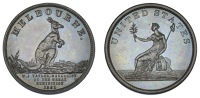 Australia, Miscellaneous, Birmingham, W.J. Taylor, Halfpenny-sized mule, kangaroo right, melbourne, rev. Liberty...